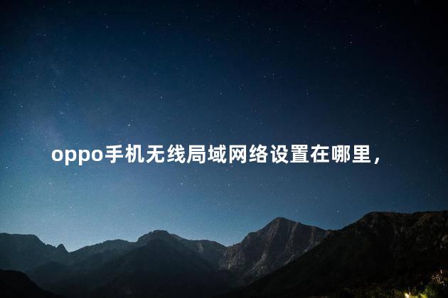 oppo手机无线局域网络设置在哪里，oppo手机没有首选网络类型怎么办